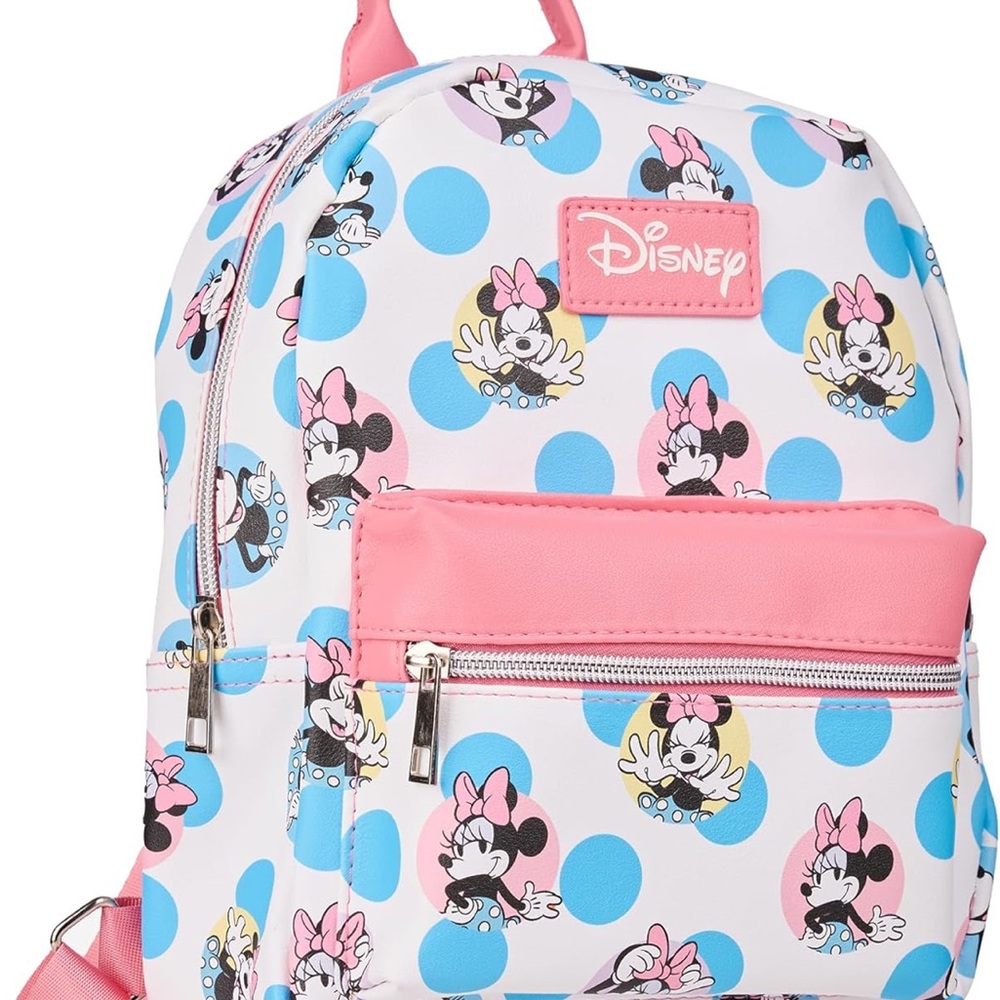 Bioworld Pink and Blue Backpack with Minnie Mouse Design